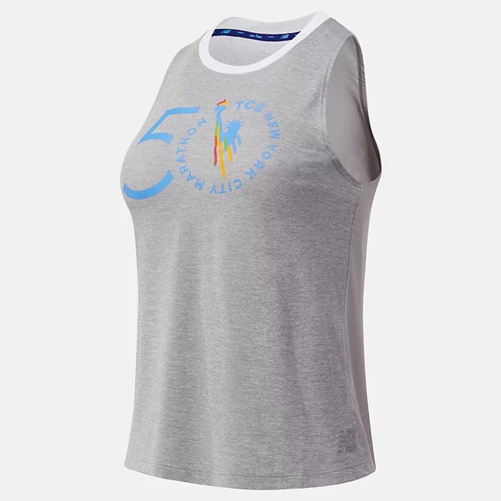 New Balance light grey NY marathon impact run tank top